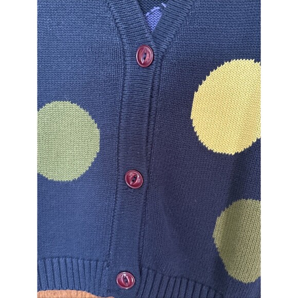 VTG Esprit Sport Navy Blue Polka Dot Button-Down Cardigan Sweater - 80s, Size L - Picture 2 of 7